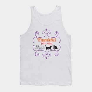 Thankful for my Cats Cat Lover Pet Lovers Pets are Family Tank Top